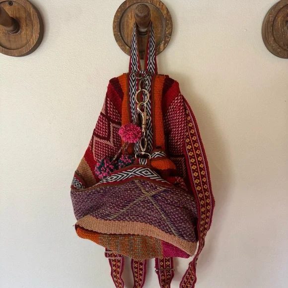 Colorful Woven boho Backpack purse - Picture 2 of 11